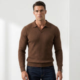 Sterling Row | Men’s Ribbed Polo Sweater Slim Fit Luxury Knit