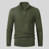 Sterling Row | Men’s Textured Quarter Zip Knit Sweater Smart Casual