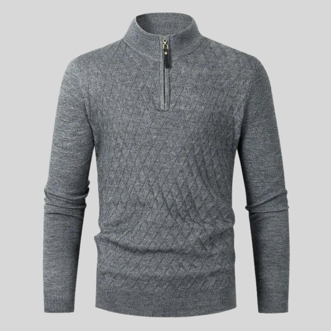 Sterling Row | Men’s Textured Quarter Zip Knit Sweater Smart Casual