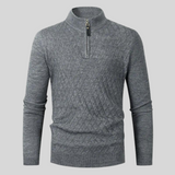 Sterling Row | Men’s Textured Quarter Zip Knit Sweater Smart Casual