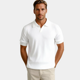 Sterling Row | Ribbed Knit Polo Shirt for Men Smart Casual Comfort