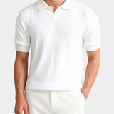 Sterling Row | Ribbed Knit Polo Shirt for Men Smart Casual Comfort