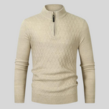 Sterling Row | Men’s Textured Quarter Zip Knit Sweater Smart Casual