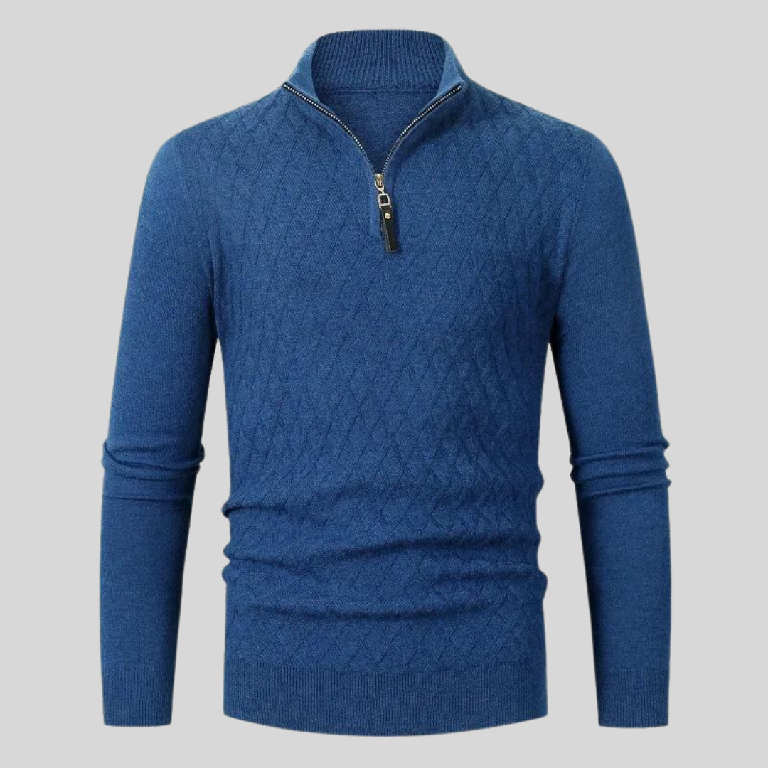 Sterling Row | Men’s Textured Quarter Zip Knit Sweater Smart Casual