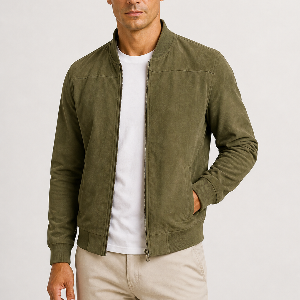 Sterling Row | Suede Bomber Jacket for Men Modern Smart Casual Style