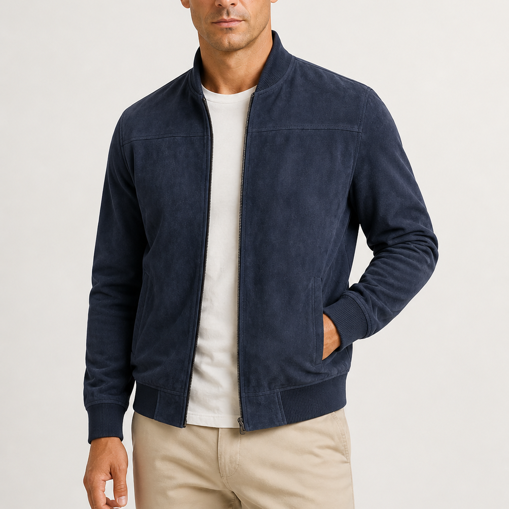 Sterling Row | Suede Bomber Jacket for Men Modern Smart Casual Style