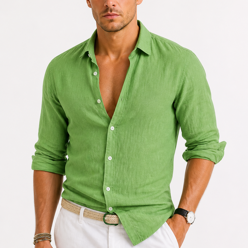 Sterling Row | Men’s Premium Linen Summer Shirt Long Sleeve Smart Casual