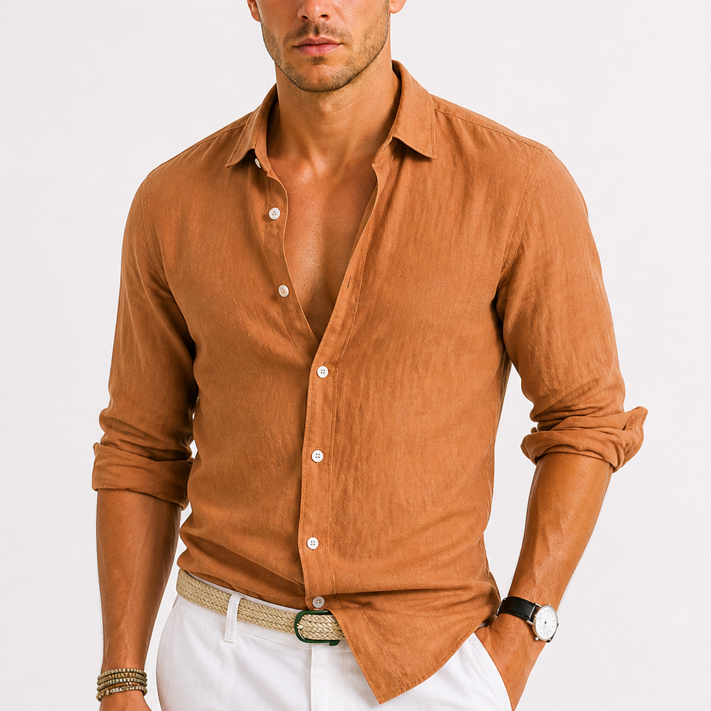 Sterling Row | Men’s Premium Linen Summer Shirt Long Sleeve Smart Casual