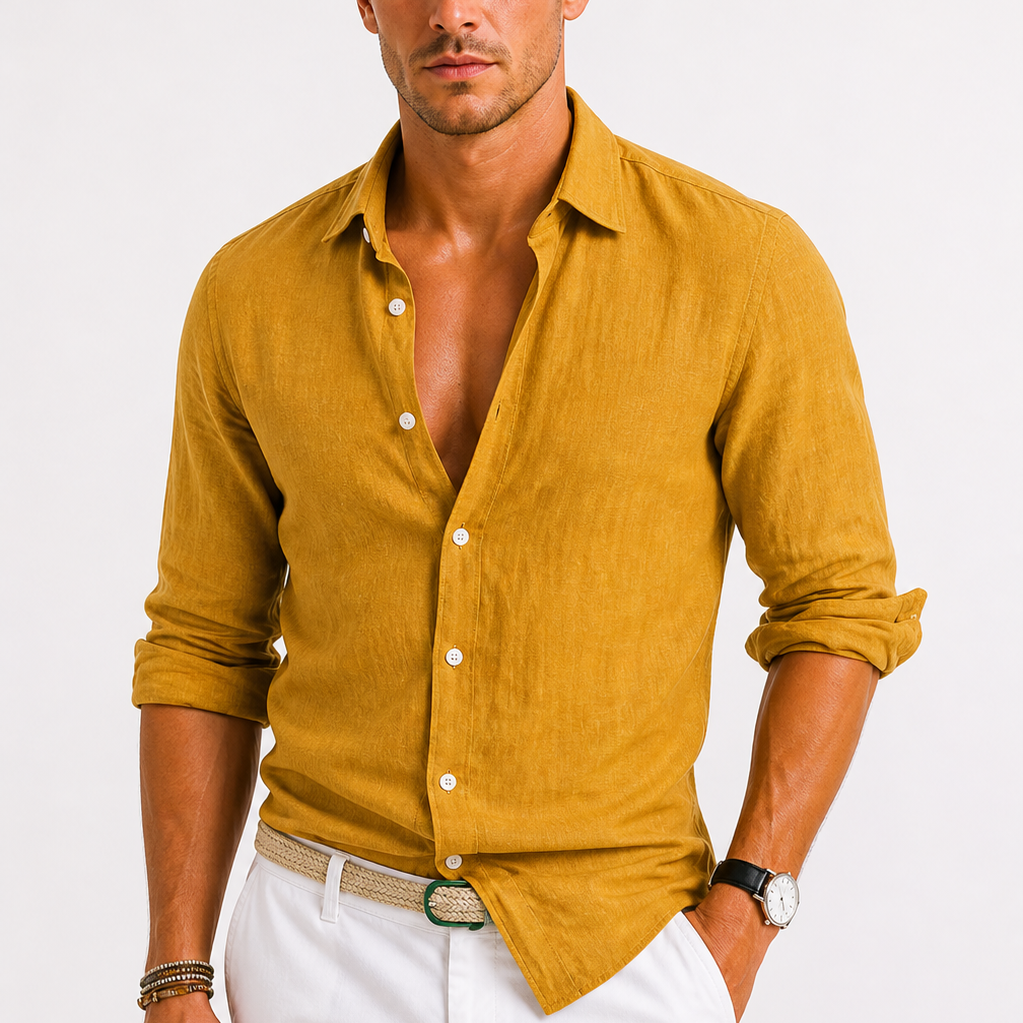 Sterling Row | Men’s Premium Linen Summer Shirt Long Sleeve Smart Casual