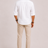 Sterling Row | Men’s Relaxed Fit Linen Popover Shirt Stand Collar