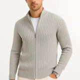 Sterling Row | Men’s Ribbed Zip Cardigan Sweater Luxury Knitwear