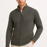 Sterling Row | Men’s Ribbed Zip Cardigan Sweater Luxury Knitwear