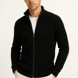 Sterling Row | Men’s Ribbed Zip Cardigan Sweater Luxury Knitwear