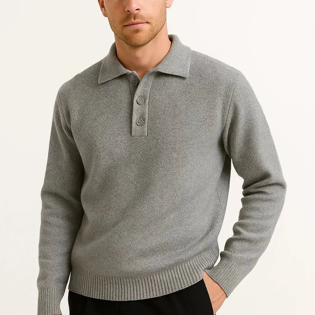 Sterling Row | Men’s Knit Polo Sweater Long Sleeve Smart Casual