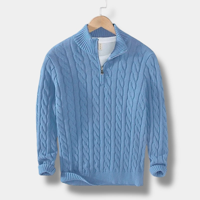 Sterling Row | Men’s Jacquard Half Zip Sweater Old Money Knitwear