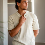 Sterling Row | Men’s Ribbed Knit Polo Shirt Short Sleeve Quiet Luxury