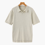 Sterling Row | Men’s Ribbed Knit Polo Shirt Short Sleeve Quiet Luxury