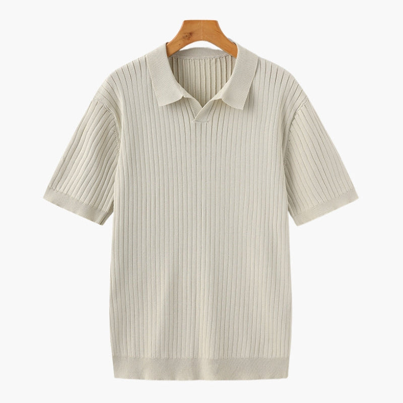 Sterling Row | Men’s Ribbed Knit Polo Shirt Short Sleeve Quiet Luxury
