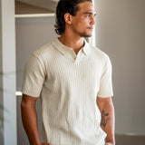 Sterling Row | Men’s Ribbed Knit Polo Shirt Short Sleeve Quiet Luxury