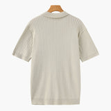 Sterling Row | Men’s Ribbed Knit Polo Shirt Short Sleeve Quiet Luxury