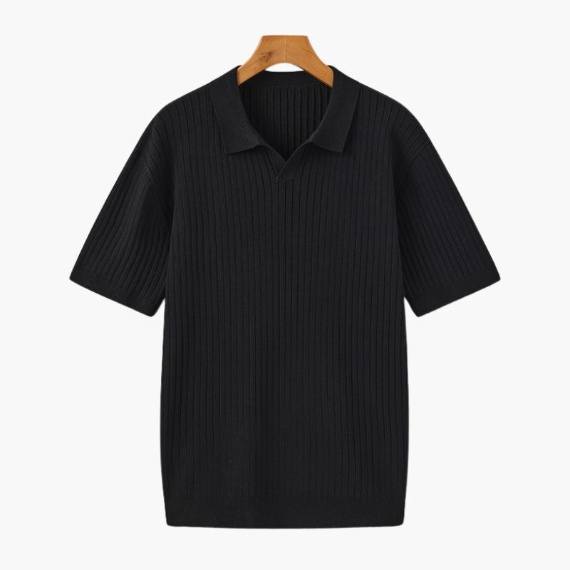 Sterling Row | Men’s Ribbed Knit Polo Shirt Short Sleeve Quiet Luxury