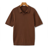 Sterling Row | Men’s Ribbed Knit Polo Shirt Short Sleeve Quiet Luxury
