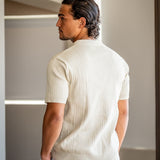 Sterling Row | Men’s Ribbed Knit Polo Shirt Short Sleeve Quiet Luxury