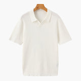Sterling Row | Men’s Ribbed Knit Polo Shirt Short Sleeve Quiet Luxury