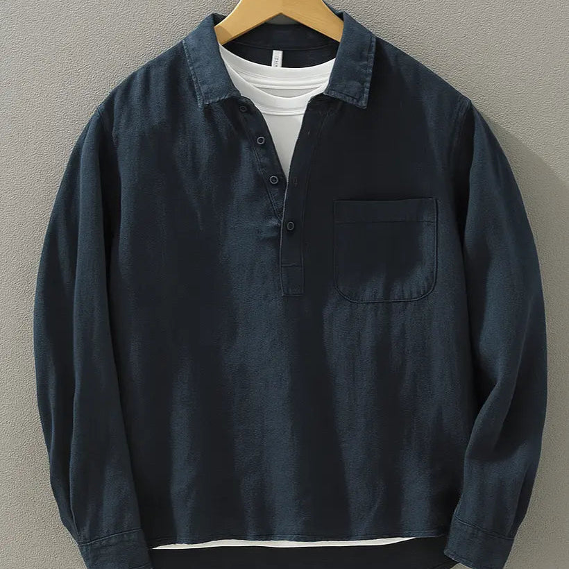 Sterling Row | Relaxed Fit Cotton Linen Popover Shirt