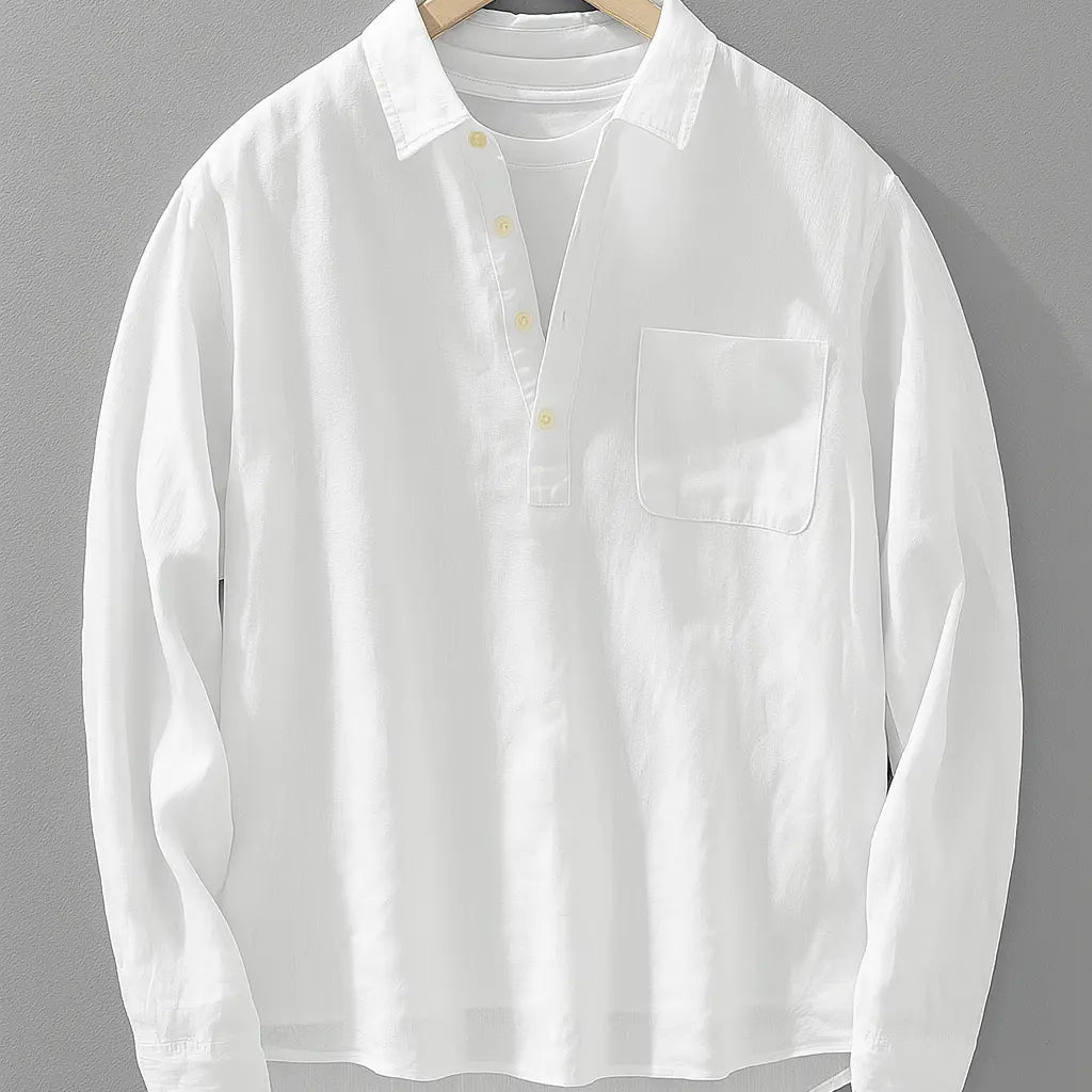 Sterling Row | Relaxed Fit Cotton Linen Popover Shirt