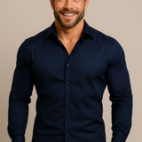 Men’s Long-Sleeved Shirt – Classic Structured Fit with Wrinkle-Free Finish