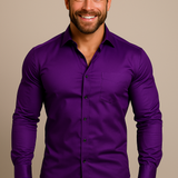 Men’s Long-Sleeved Shirt – Classic Structured Fit with Wrinkle-Free Finish