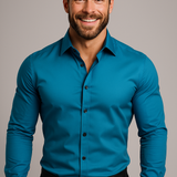 Men’s Long-Sleeved Shirt – Classic Structured Fit with Wrinkle-Free Finish