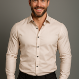 Men’s Long-Sleeved Shirt – Classic Structured Fit with Wrinkle-Free Finish