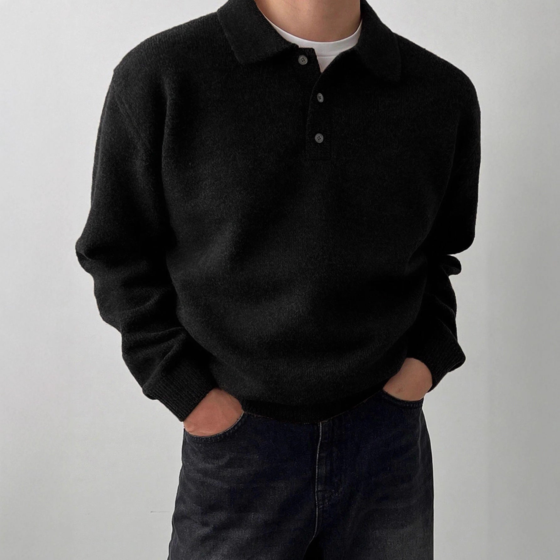 Sterling Row | Men’s Knit Polo Sweater Long Sleeve Smart Casual