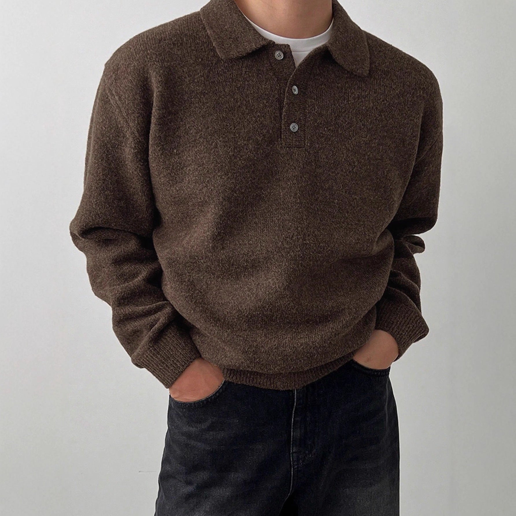 Sterling Row | Men’s Knit Polo Sweater Long Sleeve Smart Casual
