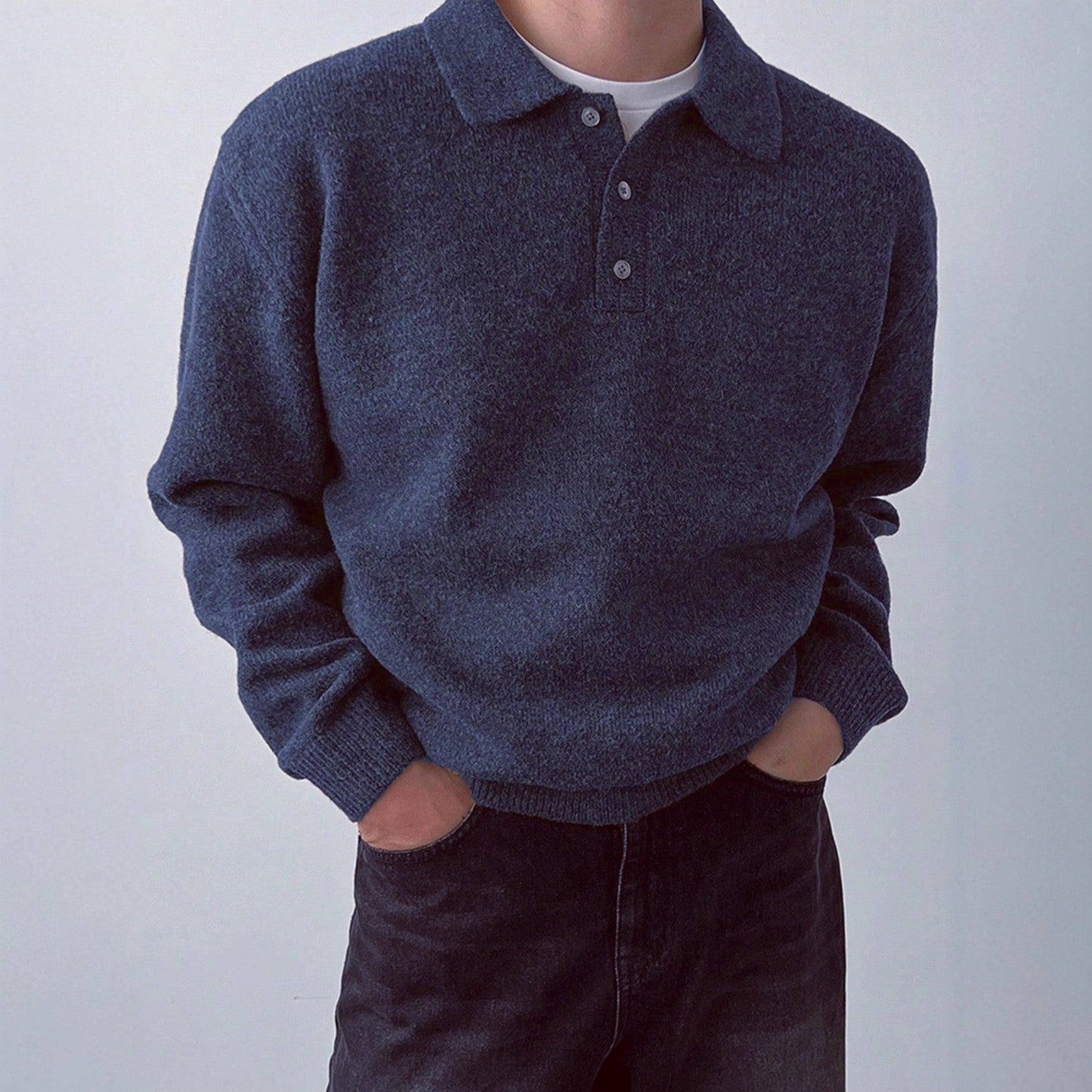 Sterling Row | Men’s Knit Polo Sweater Long Sleeve Smart Casual