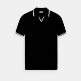 Sterling Row | Contrast Trim Knit Polo Shirt for Men Smart Casual Comfort