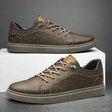 Sterling Row | Classic Comfort Faux Leather Sneakers for Men Everyday Casual Style