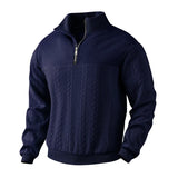 Arthur Cable Knit High-Neck Half-Zip Sweater | Textured Hip-Length Sweater