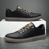 Sterling Row | Classic Comfort Faux Leather Sneakers for Men Everyday Casual Style