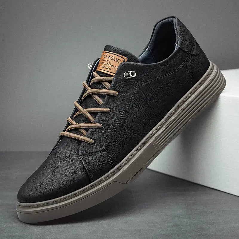 Sterling Row | Classic Comfort Faux Leather Sneakers for Men Everyday Casual Style