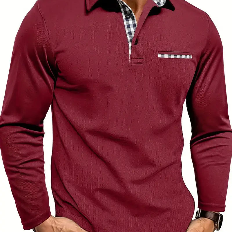 Sterling Row | Long Sleeve Summer Polo Shirt for Men Smart Casual Comfort