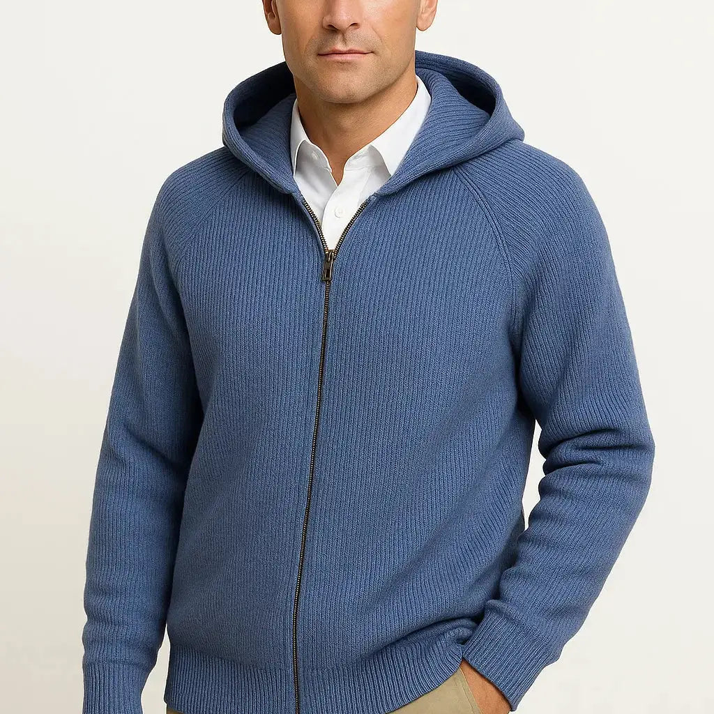Sterling Row | Merino Wool Hooded Knit Jacket for Men Refined Winter Comfort