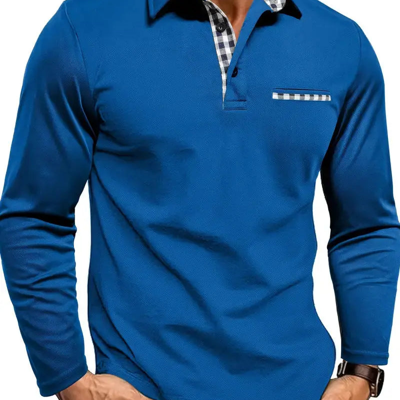 Sterling Row | Long Sleeve Summer Polo Shirt for Men Smart Casual Comfort