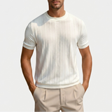 Sterling Row | Ribbed Short Sleeve Shirt for Men Smart Casual Comfort