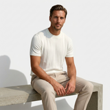 Sterling Row | Ribbed Short Sleeve Shirt for Men Smart Casual Comfort