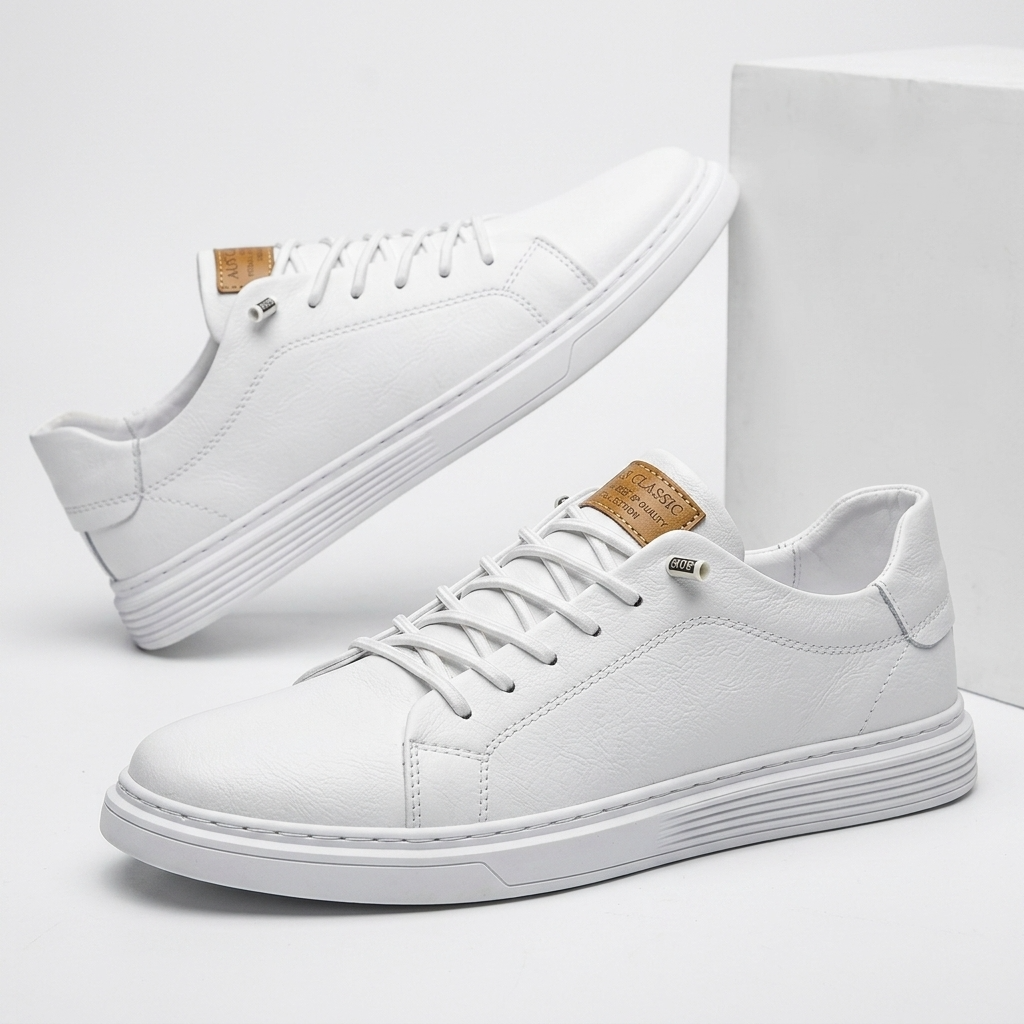 Sterling Row | Classic Comfort Faux Leather Sneakers for Men Everyday Casual Style