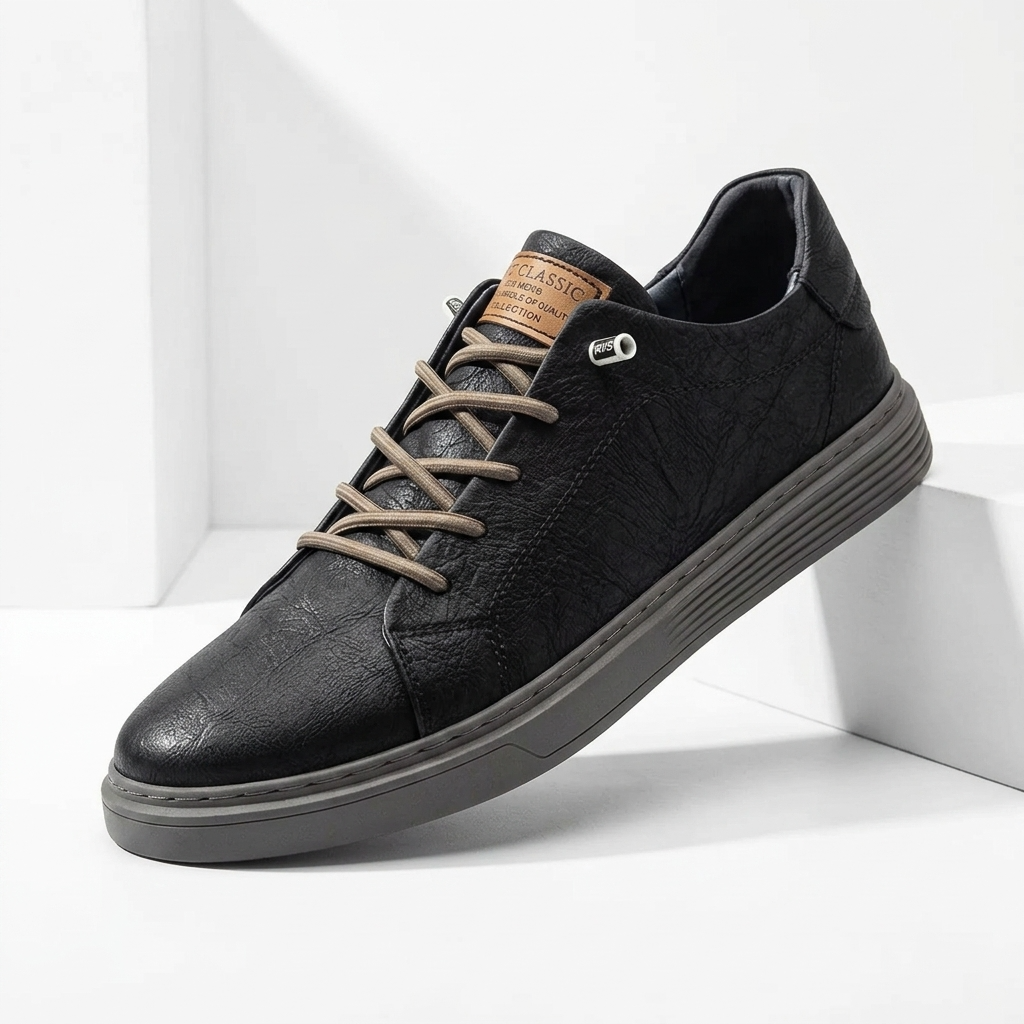 Sterling Row | Classic Comfort Faux Leather Sneakers for Men Everyday Casual Style