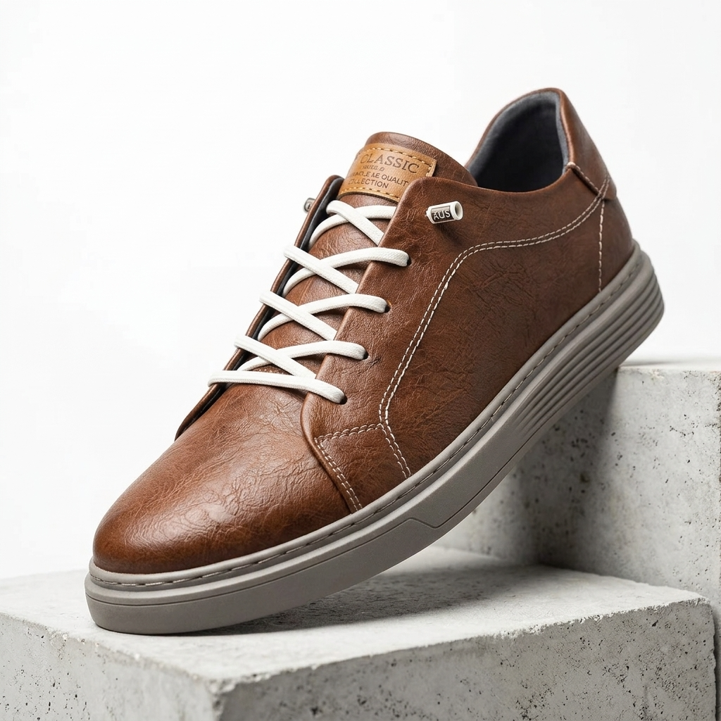 Sterling Row | Classic Comfort Faux Leather Sneakers for Men Everyday Casual Style